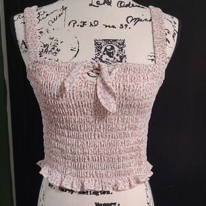 Sienna Sky Pink Floral Smocked Crop Top